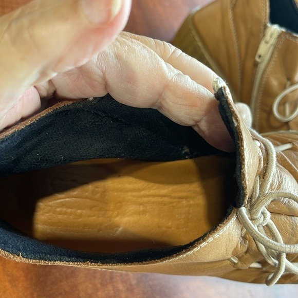 Spring step Nespea camel genuine leather‎ zip low heel wedge booties women’s 37 - Picture 5 of 10